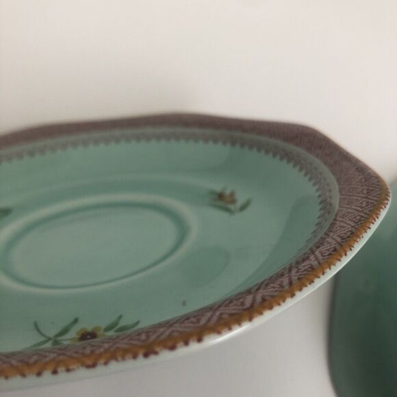 4 Adams Lowestoft Calyx Ware Lowestoft 6” Snack Saucer Plates EUC Vintage 1920s - Picture 8 of 10
